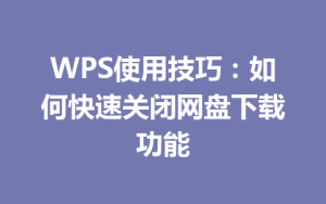WPS使用技巧：如何快速关闭网盘下载功能