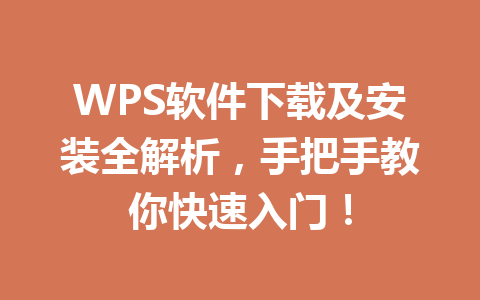 WPS软件下载及安装全解析，手把手教你快速入门！