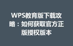 WPS教育版下载攻略：如何获取官方正版授权版本