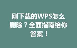 刚下载的WPS怎么删除?全面指南给你答案!