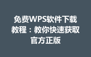 免费WPS软件下载教程:教你快速获取官方正版