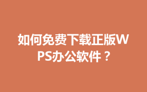 如何免费下载正版WPS办公软件？