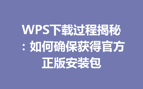 WPS下载过程揭秘：如何确保获得官方正版安装包