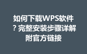 如何下载WPS软件？完整安装步骤详解附官方链接