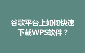 谷歌平台上如何快速下载WPS软件？