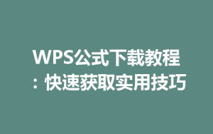 WPS公式下载教程：快速获取实用技巧