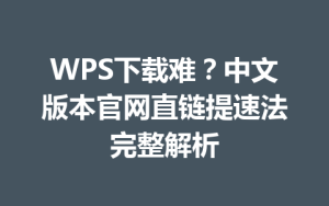 WPS下载难?中文版本官网直链提速法完整解析