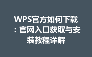 WPS官方如何下载:官网入口获取与安装教程详解
